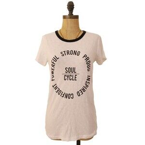 SoulCycle White Pima T-Shirt Top Size XS Tee Logo Short Sleeve NEW B44